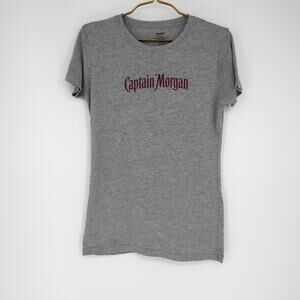Captain Morgan Gray Grey Women's Cotton Crewneck Graphic T-Shirt - Size L - GUC